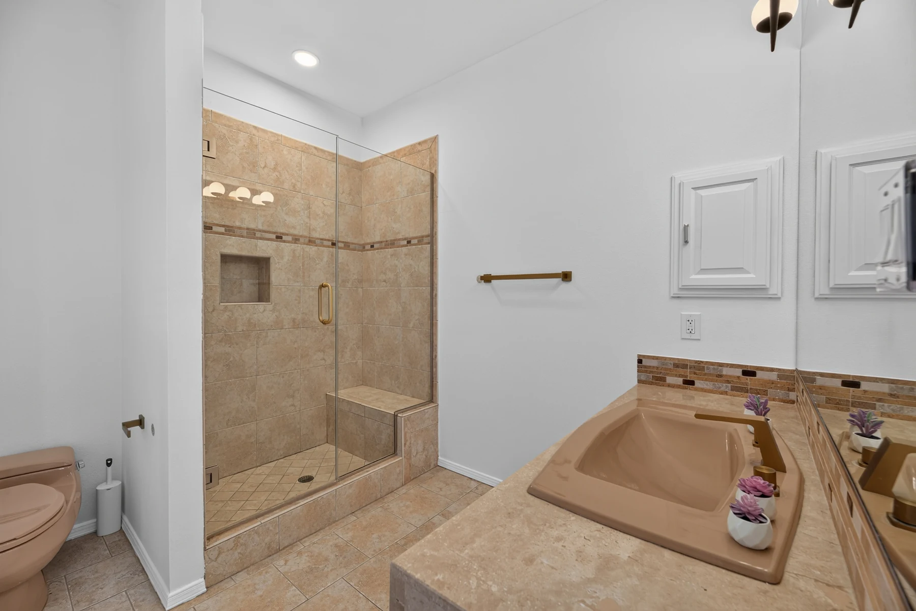 Bathroom with large tiled shower
